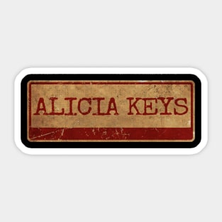 Aliska, simple text red gold retro, alicia keys Sticker